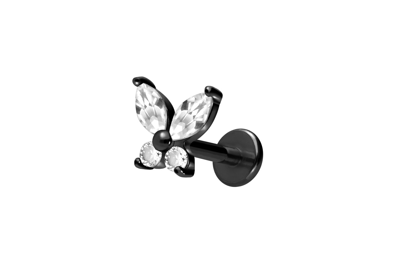 Titan Labret Piercing mit Innengewinde KRISTALLSCHMETTERLING